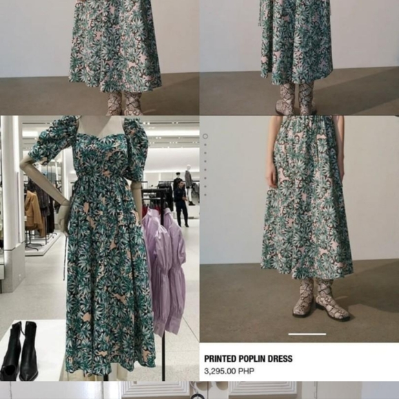 Zara floral print poplin puff sleeve dress size small - Picture 7 of 12